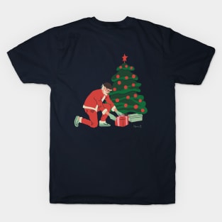 Hipster Christmas Santa by the Tree T-Shirt